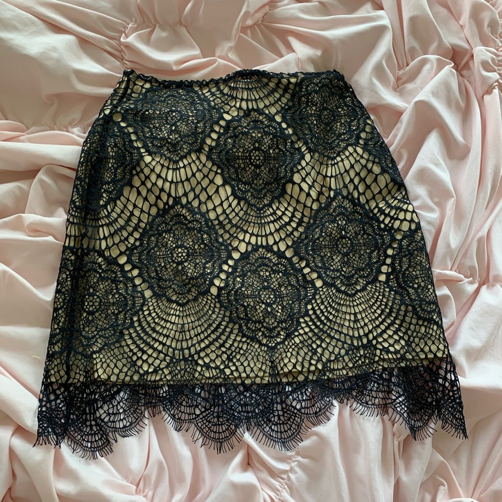 For Love & Lemons Grace Black Lace Mini Skirt - Picture 3 of 4